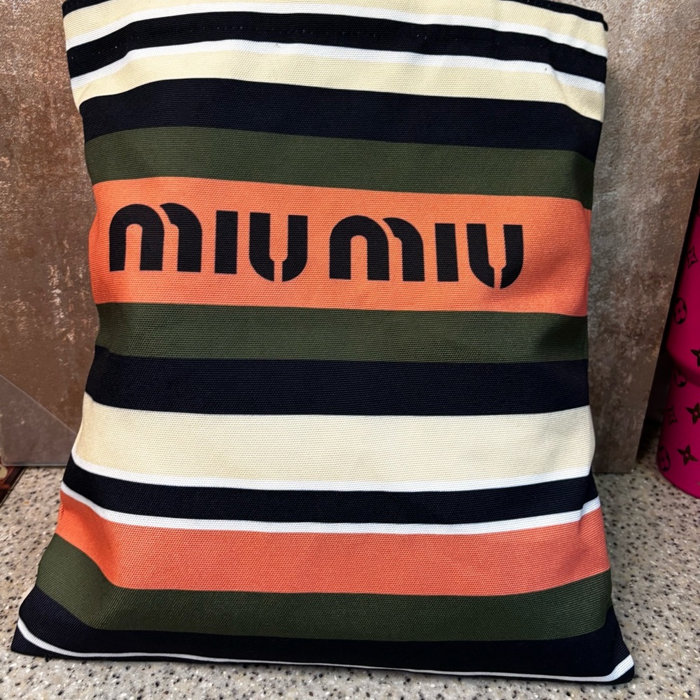 Miu Miu Beauty Striped Tote Bag